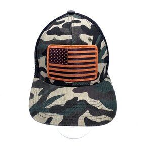 American Flag Patch Camo Mesh Trucker Hat Cap Snapback USA Embroidery on Back